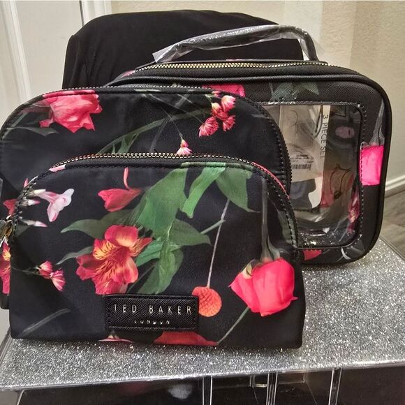 Ted Baker London Floral 3-PC  Cosmetic Bag Set- Scattered Bouquet - Picture 3 of 11